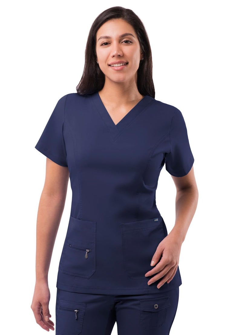 Adar Uniforms, Pro Scrubs for Women - Elevated V-Neck Scrub Top - P4212 - Navy - XL - Image 1
